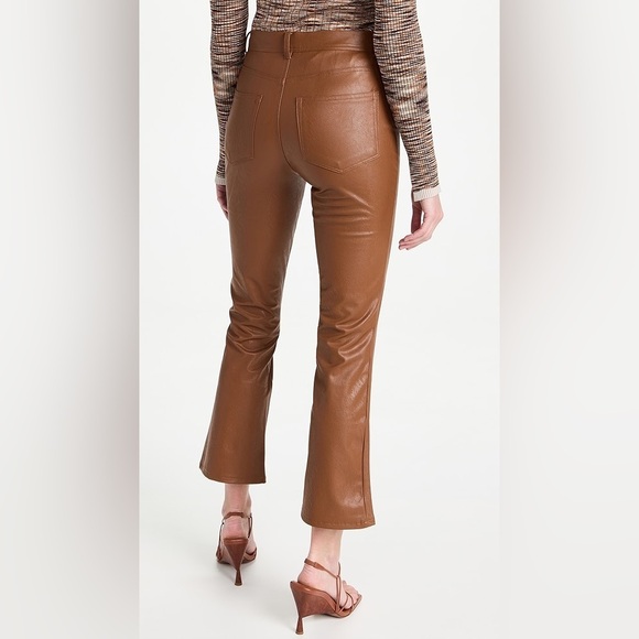 Paige Claudine Ankle Flare Jeans Faux Leather in Dark Argan size 27 - Picture 2 of 14